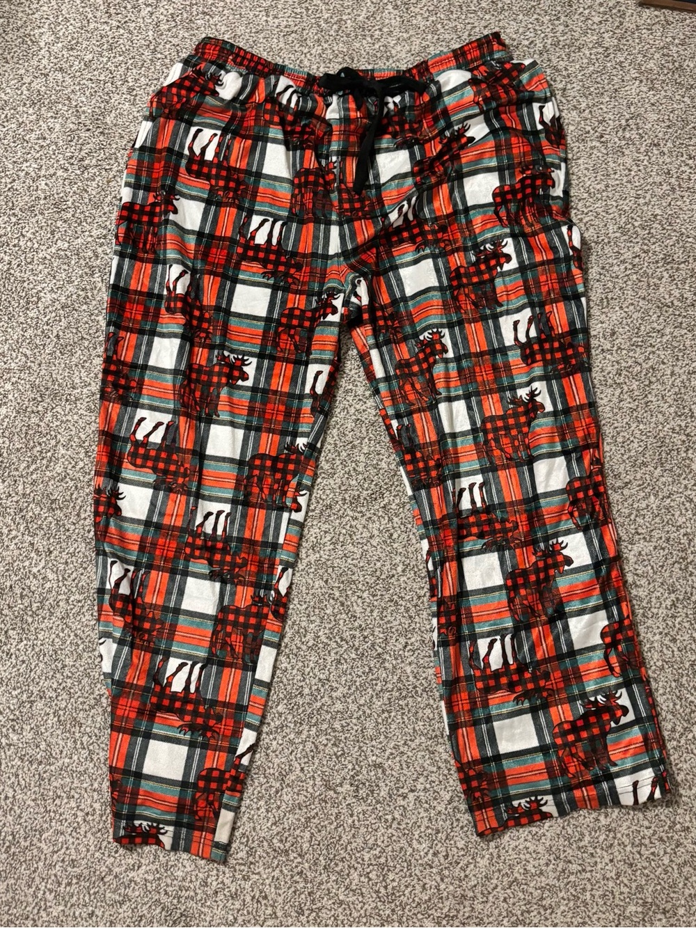 Red Plaid Moose Print Lounge Pants - size XL
